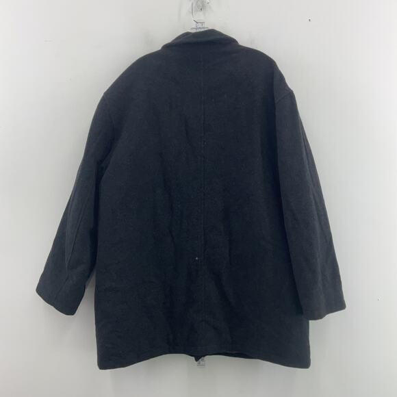 Newport Harbor Black Wool Button Down Winter Overcoat Men's L Preowned - Picture 2 of 6
